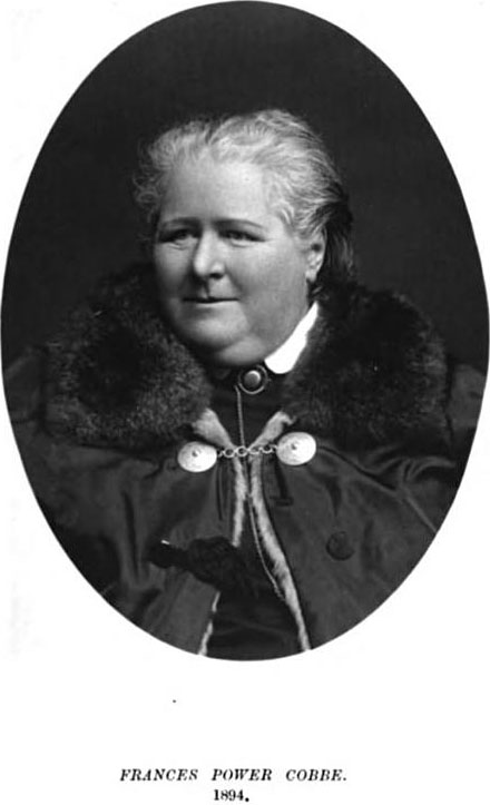 Frances Power Cobbe, 1894. From Frances Power Cobbe and Blanche
                                Atkinson, Life of Frances Power Cobbe as
                                        Told by Herself.